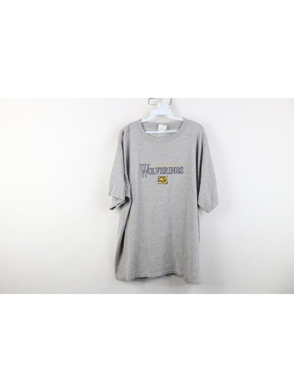 Vintage 90s Mens XL University of Michigan Wolverines Short Sleeve T-Shirt Gray
